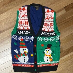 Colorful Snowman V-Neck Sweater Vest